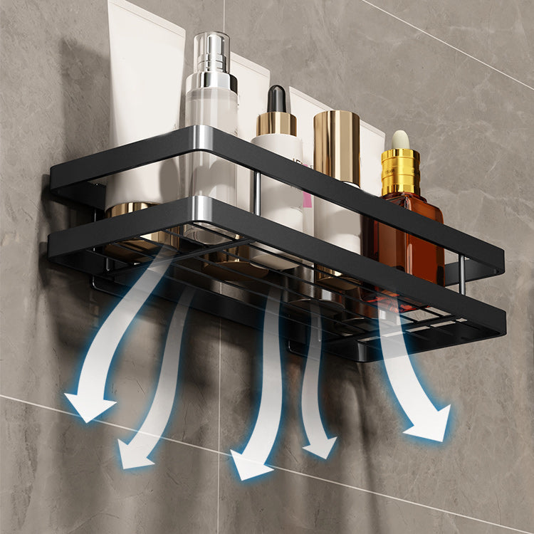 Kalsten | 2-piece bathroom shelf made of matte black metal bathroom hardware set