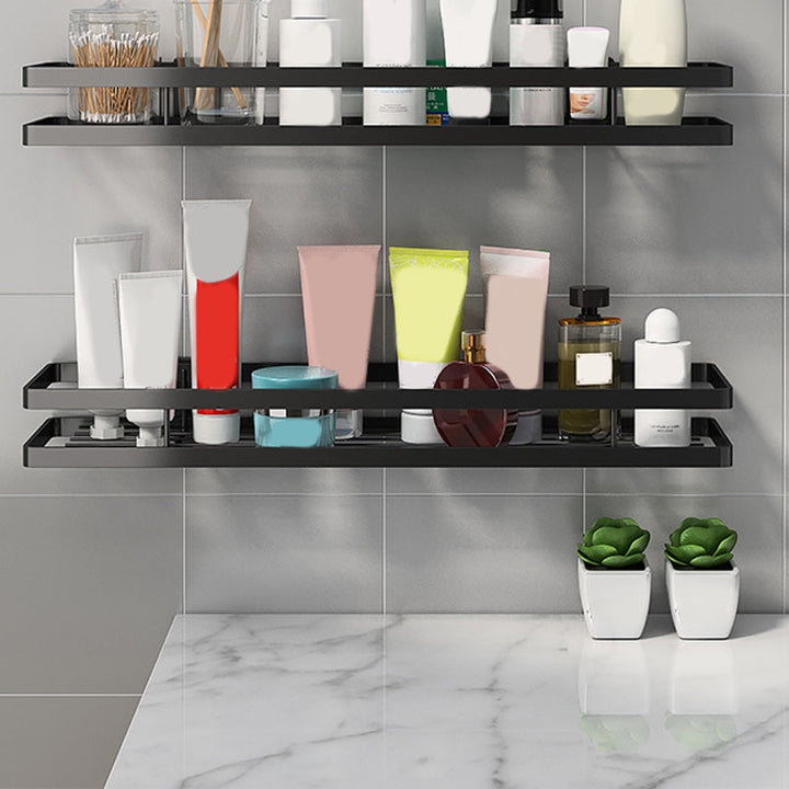 Kalsten | 2-piece bathroom shelf made of matte black metal bathroom hardware set