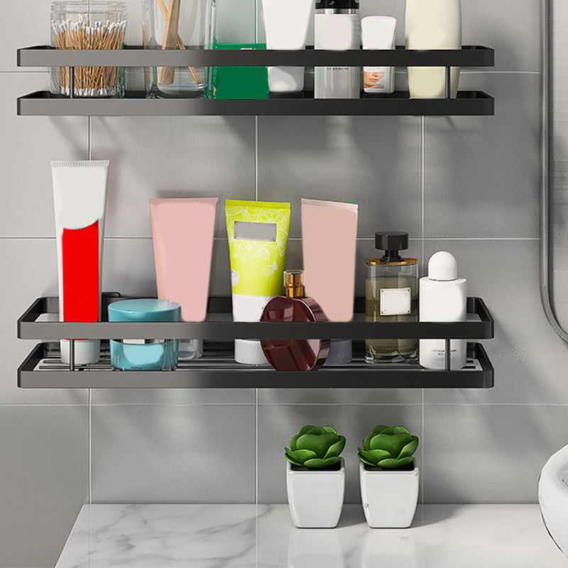 Kalsten | 2-piece bathroom shelf made of matte black metal bathroom hardware set