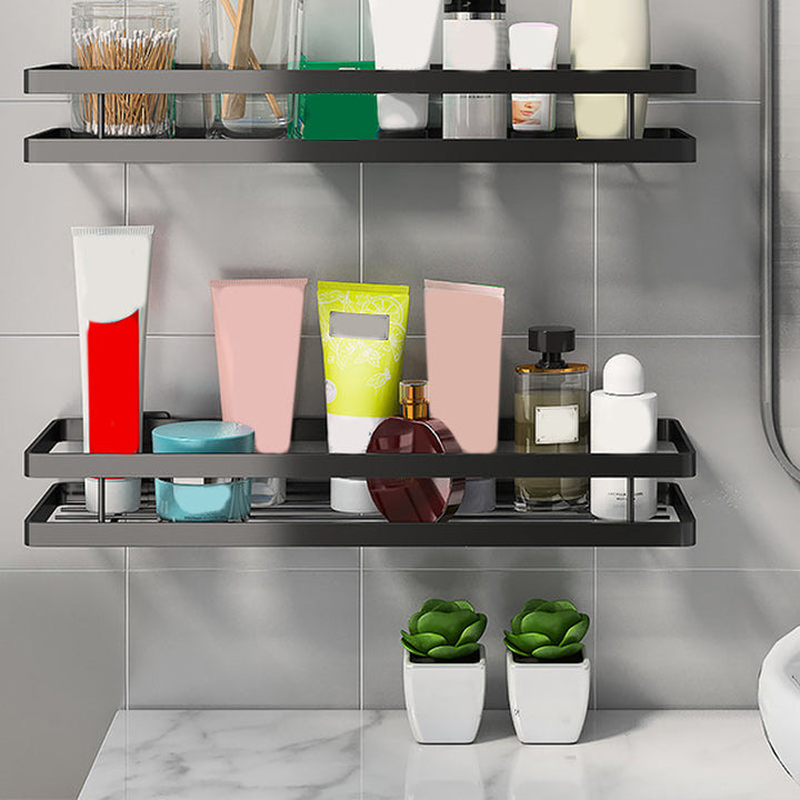 Kalsten | 2-piece bathroom shelf made of matte black metal bathroom hardware set