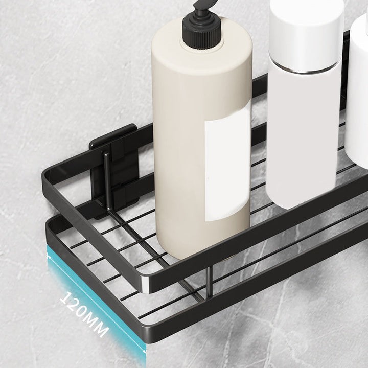 Kalsten | 2-piece bathroom shelf made of matte black metal bathroom hardware set