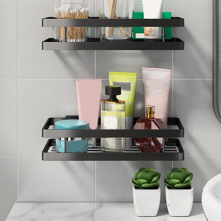Kalsten | 2-piece bathroom shelf made of matte black metal bathroom hardware set