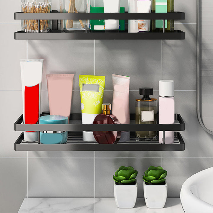 Kalsten | 2-piece bathroom shelf made of matte black metal bathroom hardware set