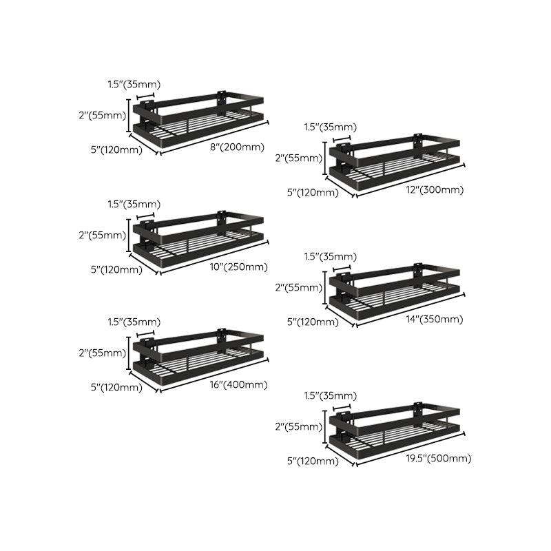 Kalsten | 2-piece bathroom shelf made of matte black metal bathroom hardware set