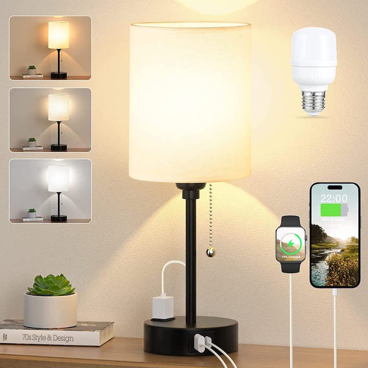Elegant Table Lamp with Smart Charging Options and Three Colors Noxord