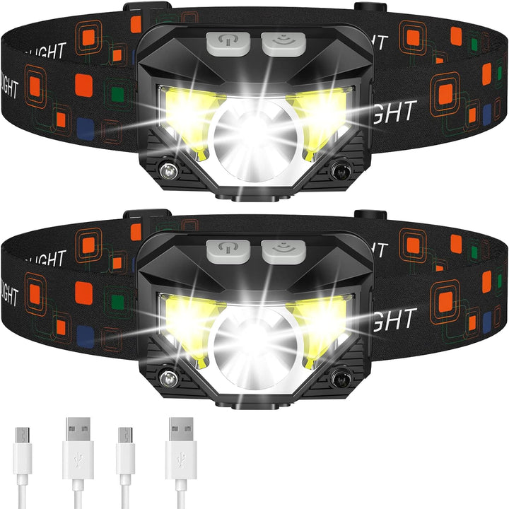 Kalsten | 2-Pack Ultra-Bright Led Rechargeable Headlamp Flashlight Waterproof And Motion Sensor
