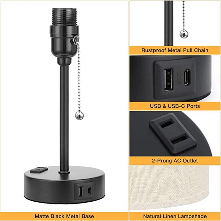 Elegant Table Lamp with Smart Charging Options and Three Colors Noxord