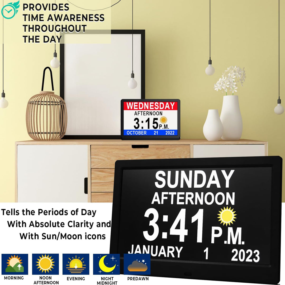 Kalsten | 11.5-Inch Digital Calendar Day Clock with 19 Reminders – Claryon