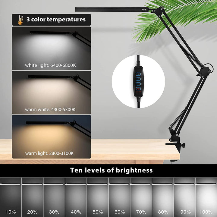 LED Desk Lamp Clamp Light Dimmable 10W | Kalsten