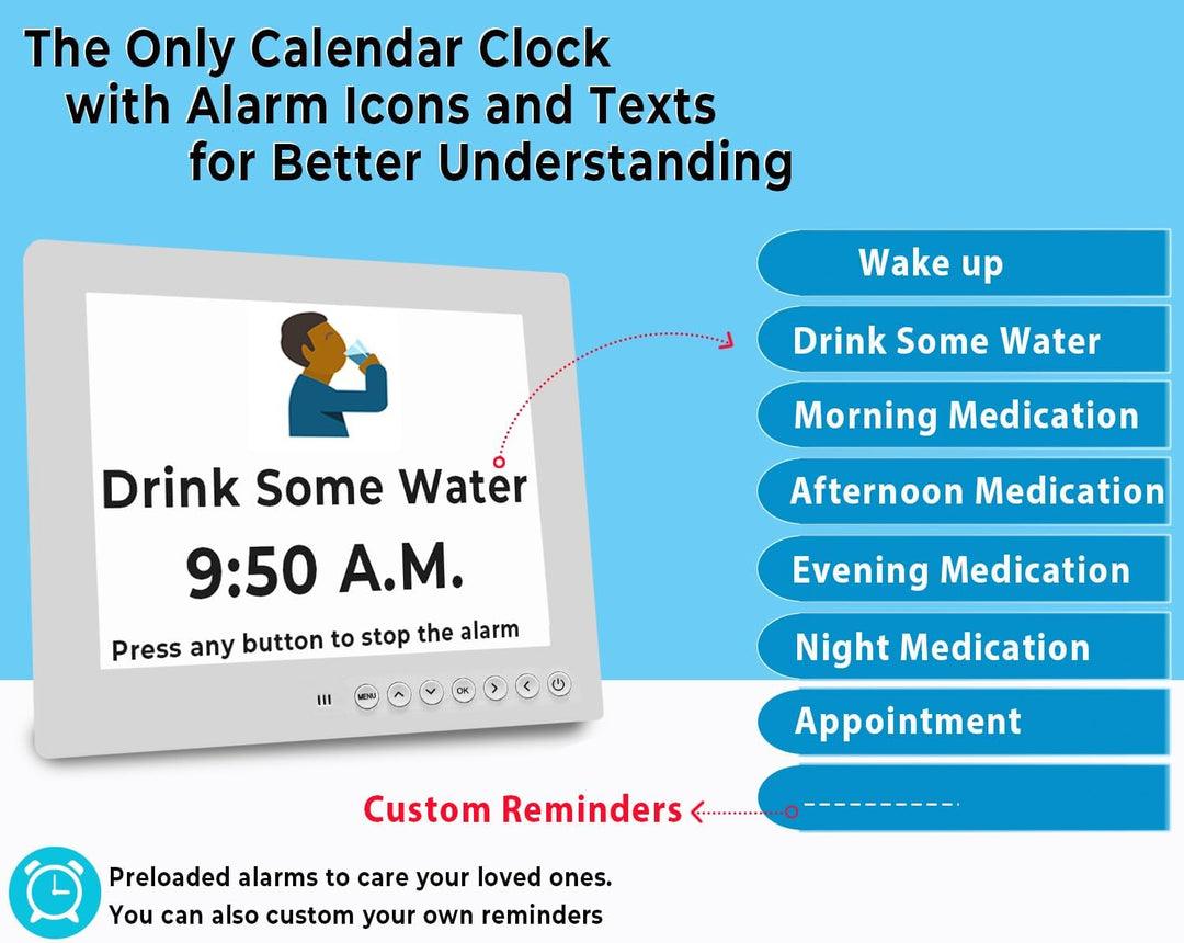 Kalsten | 11.5-Inch Digital Calendar Day Clock with 19 Reminders – Claryon