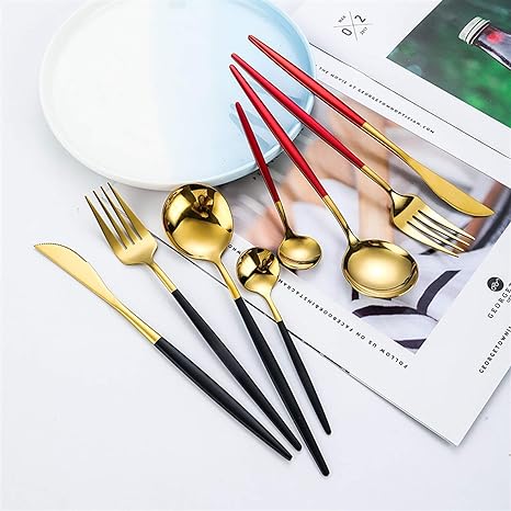 Luxury 24-Piece Gold-Silver Cutlery Set for Stylish Table Setting Noxord