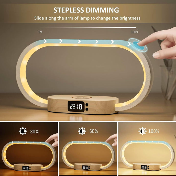 Wireless charging bedside lamp with clock – Lumora