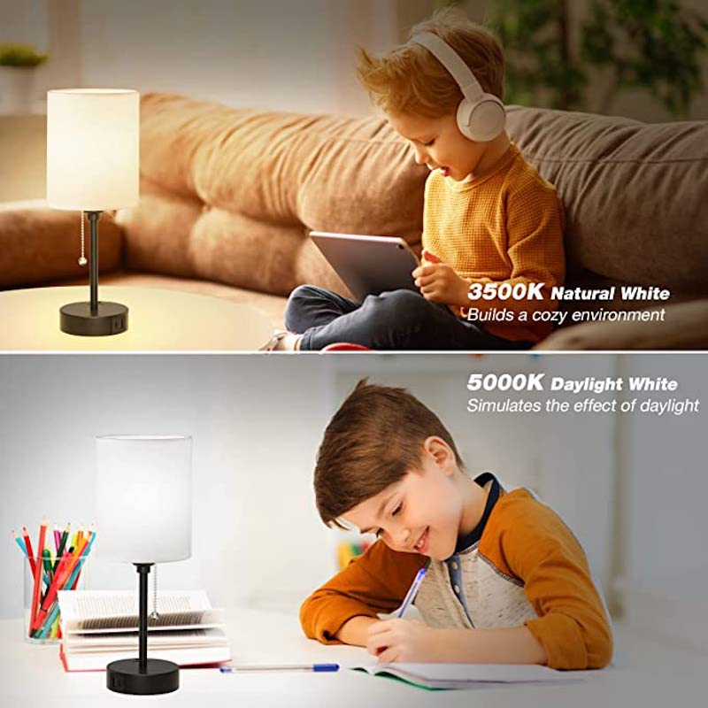 Elegant Table Lamp with Smart Charging Options and Three Colors Noxord