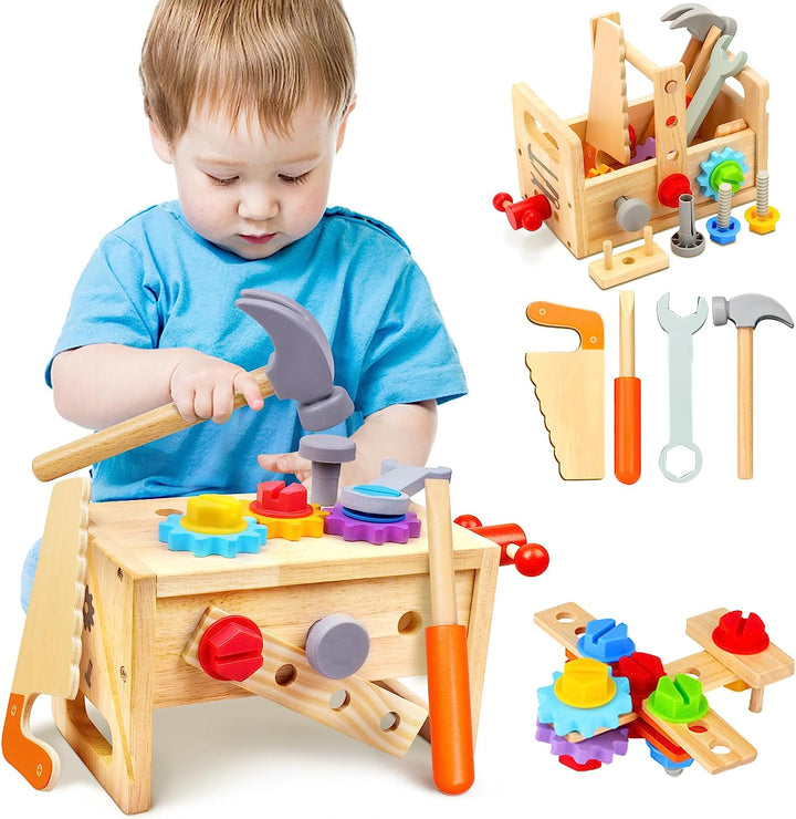 Wooden Toddler Tools - Creative Play Fun with the Wooden Tool Box Kalsten