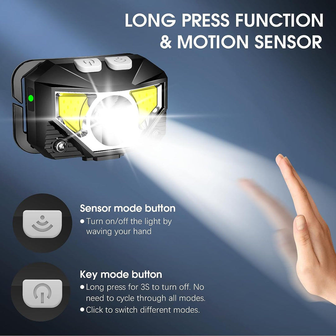 Kalsten | 2-Pack Ultra-Bright Led Rechargeable Headlamp Flashlight Waterproof And Motion Sensor