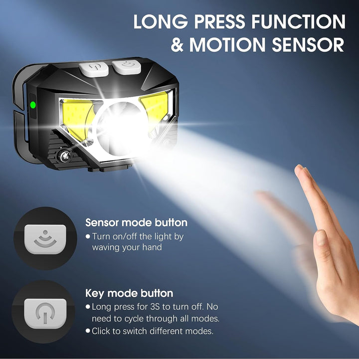 Kalsten | 2-Pack Ultra-Bright Led Rechargeable Headlamp Flashlight Waterproof And Motion Sensor
