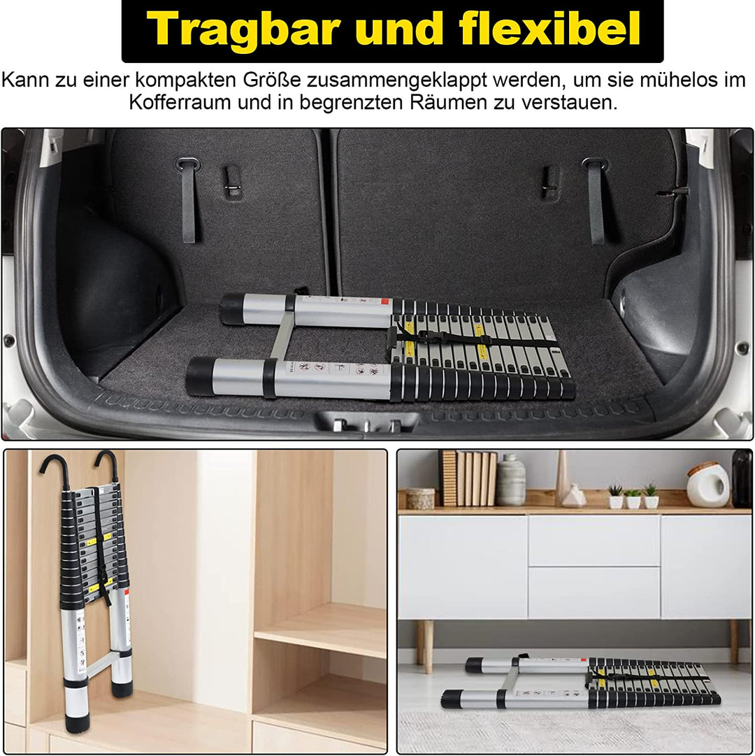 Telescopic ladder with 2 detachable hooks | Kalsten
