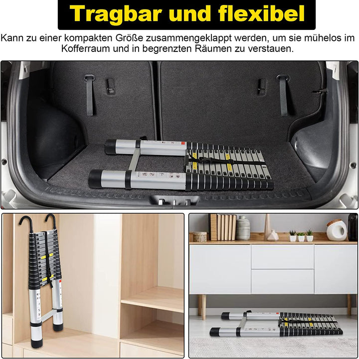 Telescopic ladder with 2 detachable hooks | Kalsten