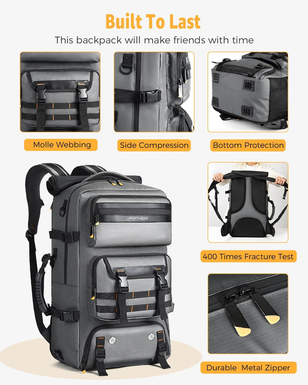 50L Flight-Ready Convertible Travel Backpack with Shoe Compartment & USB Port | Kalsten