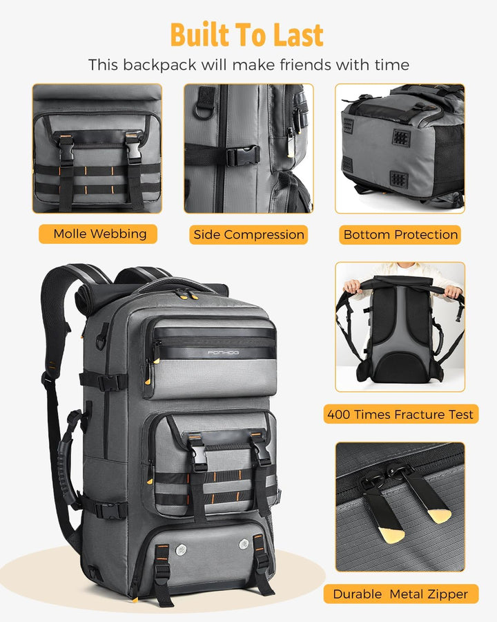50L Flight-Ready Convertible Travel Backpack with Shoe Compartment & USB Port | Kalsten