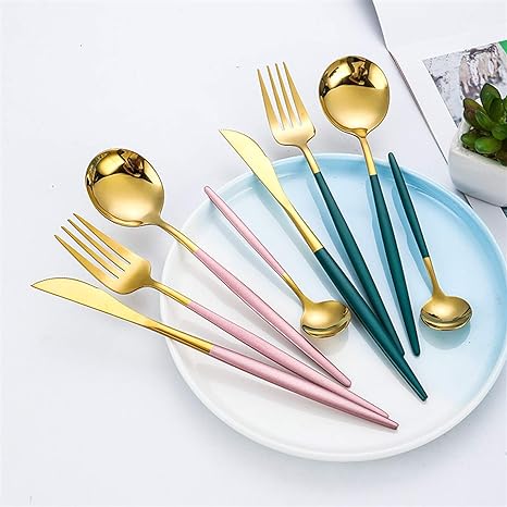 Luxury 24-Piece Gold-Silver Cutlery Set for Stylish Table Setting Noxord