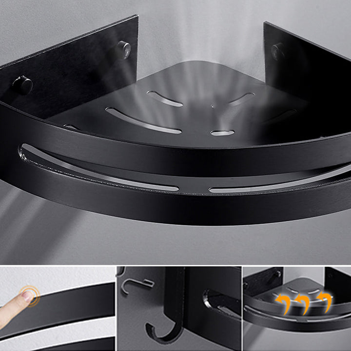 Kalsten | Matt Black Modern Bathroom Accessory Set, Set of 3, Bathroom Shelf