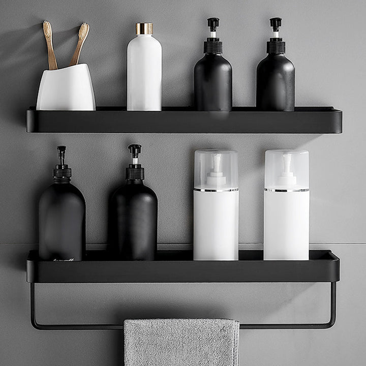 Kalsten | Matt Black Bathroom Set Modern 1/2 - Piece Stainless Steel Bath Rack
