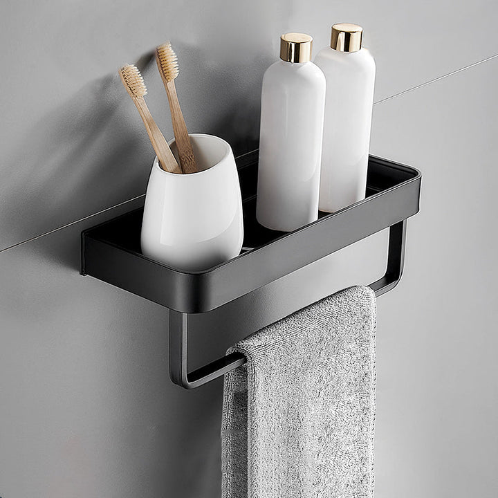 Kalsten | Matt Black Bathroom Set Modern 1/2 - Piece Stainless Steel Bath Rack