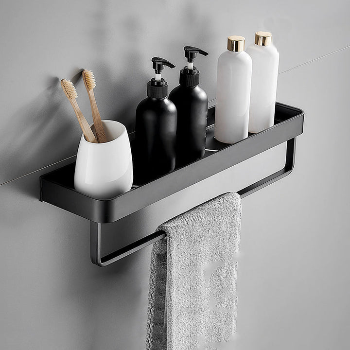 Kalsten | Matt Black Bathroom Set Modern 1/2 - Piece Stainless Steel Bath Rack