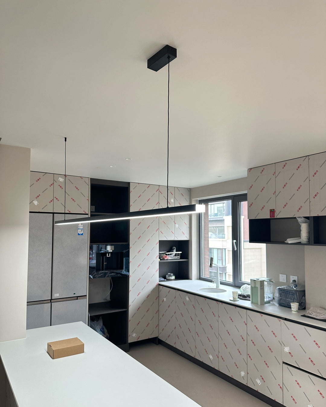 Linear Pendant Light Metal 39 in Adjustable Kitchen Island LED Warm White 3000K-6000K Modern Dining Room Hanging Lamp | Kalsten