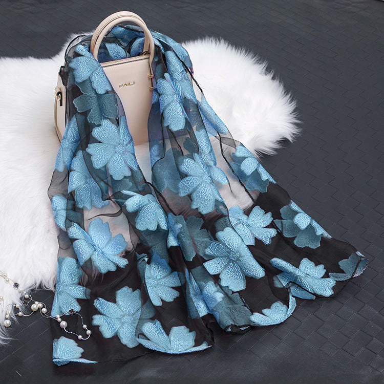 Kalsten | Silk scarf with cut flowers hollow motif