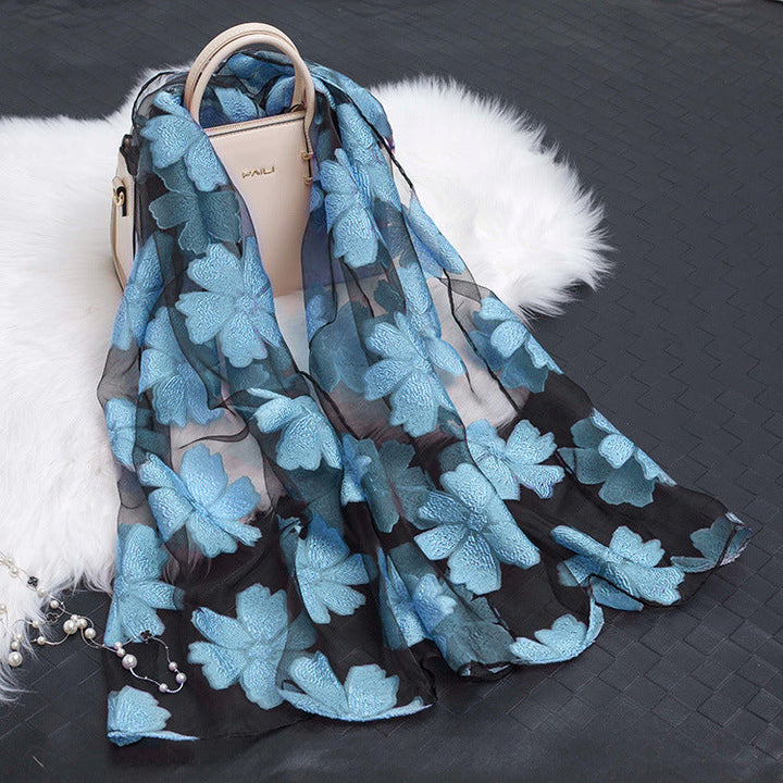 Kalsten | Silk scarf with cut flowers hollow motif