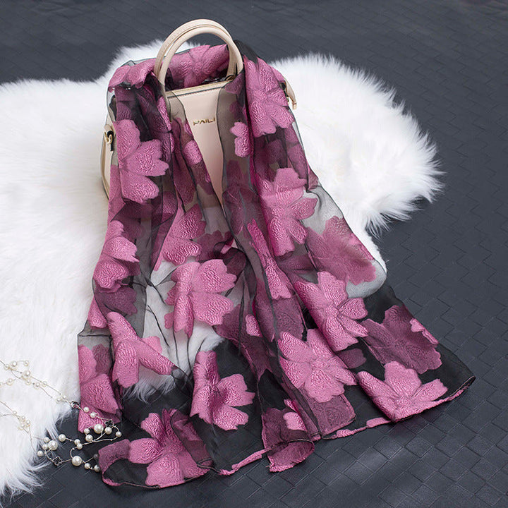 Kalsten | Silk scarf with cut flowers hollow motif