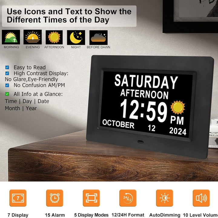 Kalsten | 11.5-Inch Digital Calendar Day Clock with 19 Reminders – Claryon