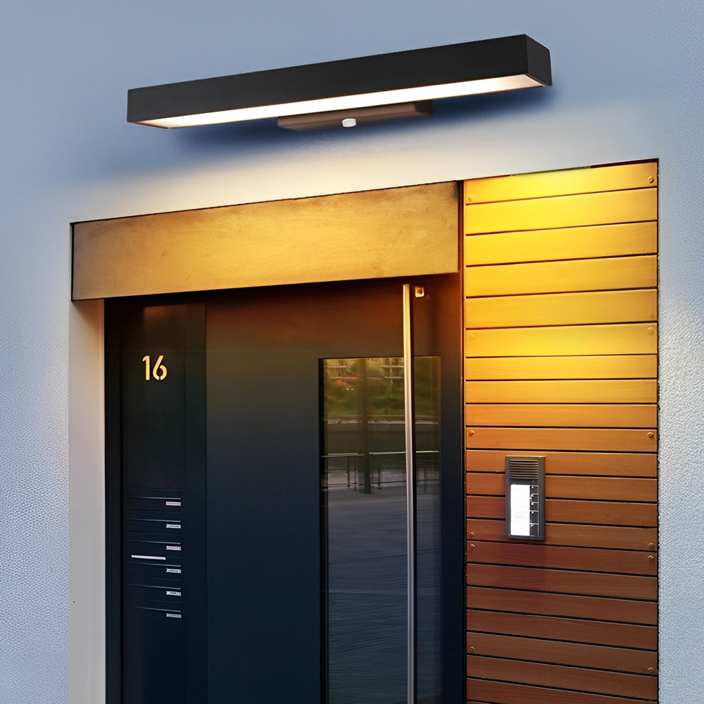 Outdoor Motion Sensor Black Rectangle Wall Light | Kalsten
