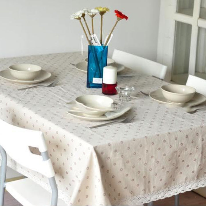 Daisy Print Cotton Linen Tablecloth | Kalsten