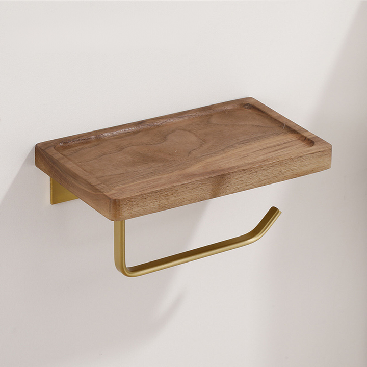 Elegant Wall-Mounted Toilet Paper Holder - made of Walnut and Stainless Steel Noxord