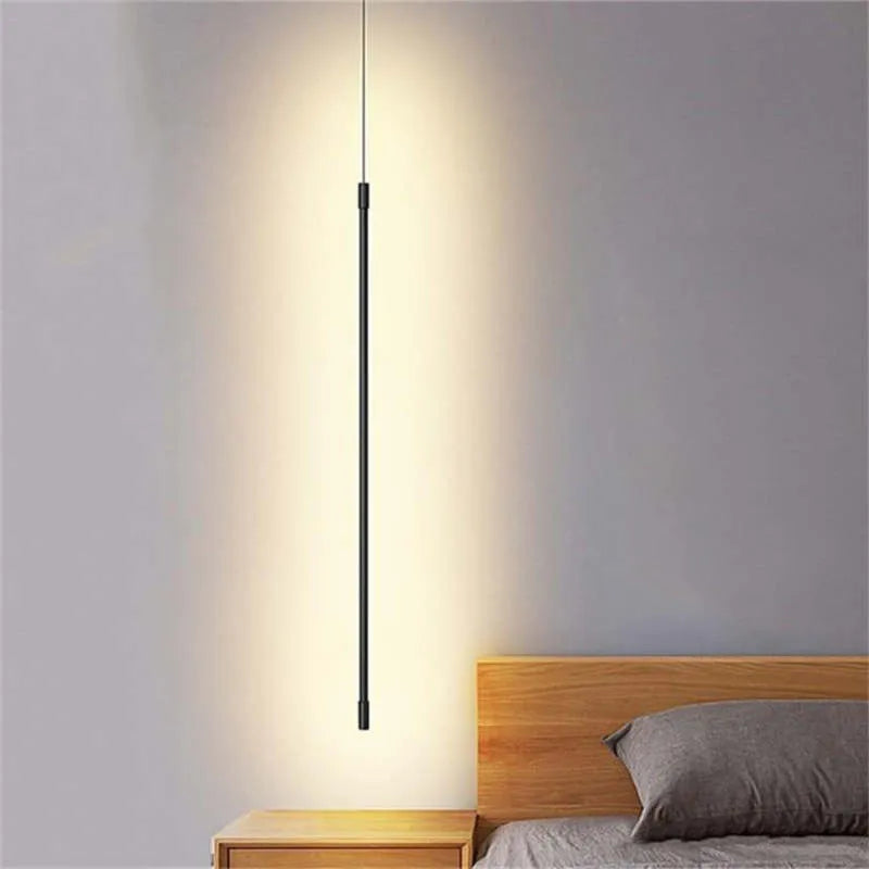 Slim Black Metal Pendant Bedroom Lamp Noxord