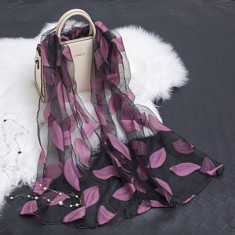 Kalsten | Silk scarf with cut flowers hollow motif
