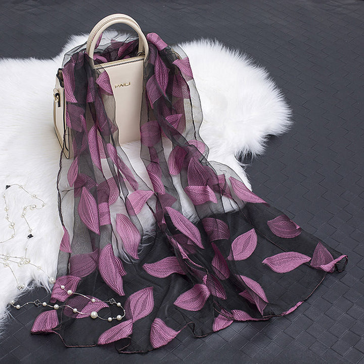 Kalsten | Silk scarf with cut flowers hollow motif
