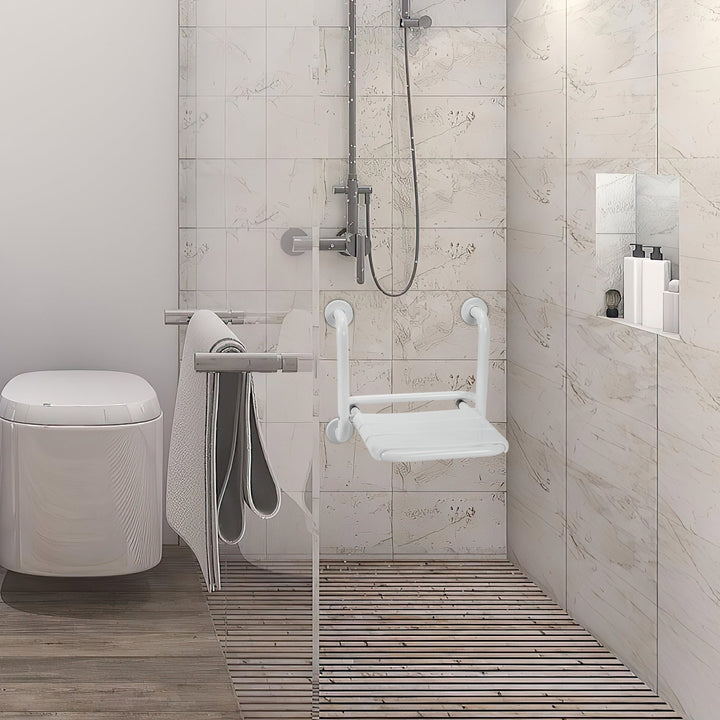 Foldable shower seat with armrests wall-mounted | Kalsten