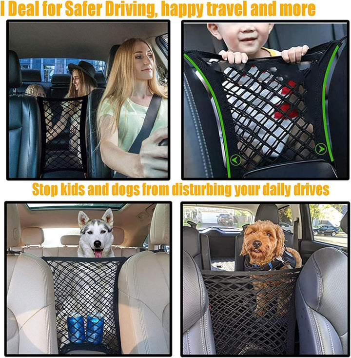 Kalsten | Stretchable Car Seat Divider & Storage Net with Pet Barrier