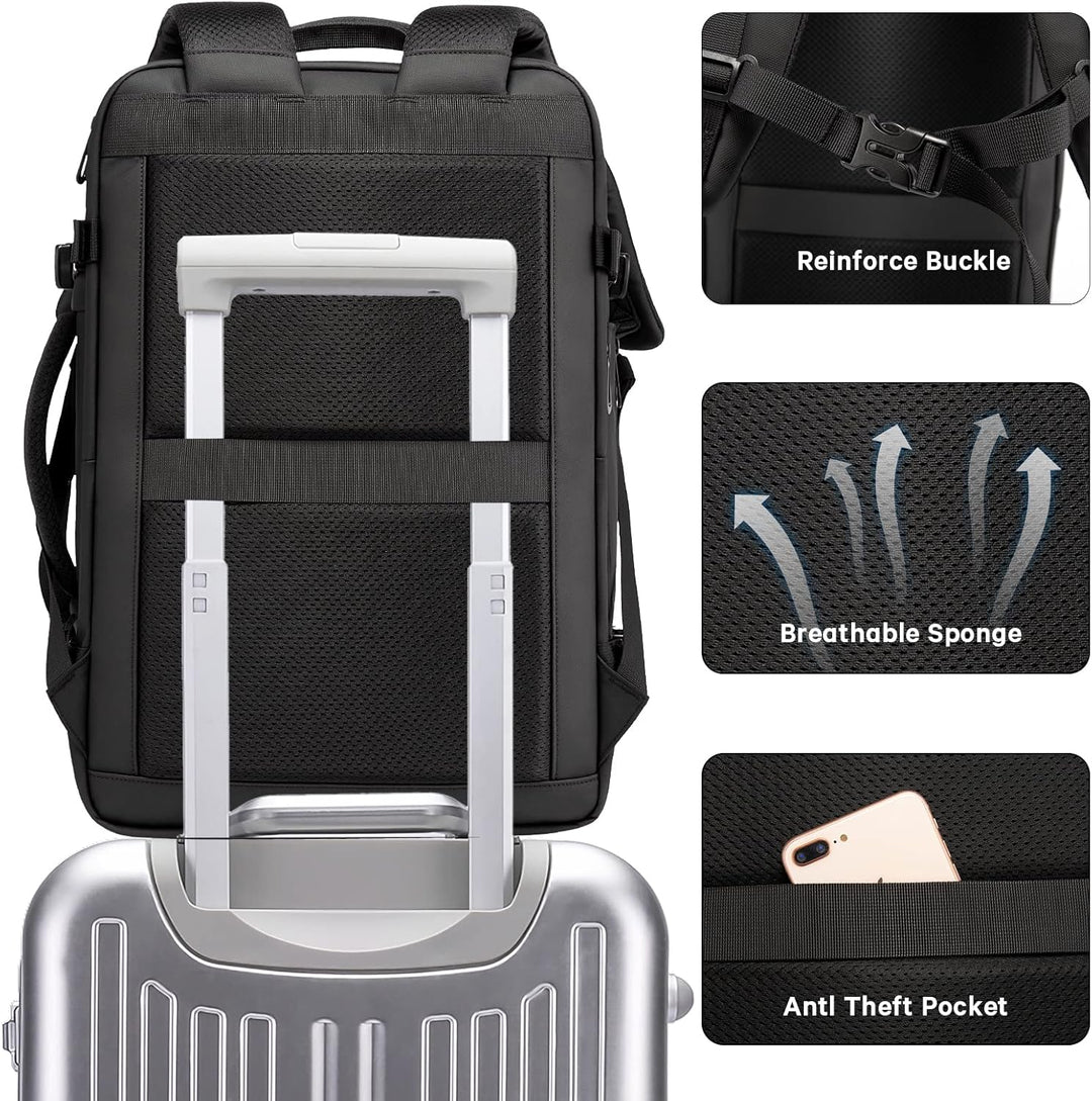 Expandable 26–45L Waterproof Travel Backpack with Laptop Sleeve & Duffle Carry | Kalsten