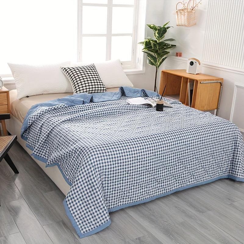 Elegant Preppy Plaid Summer Blanket for Cool Nights | Kalsten
