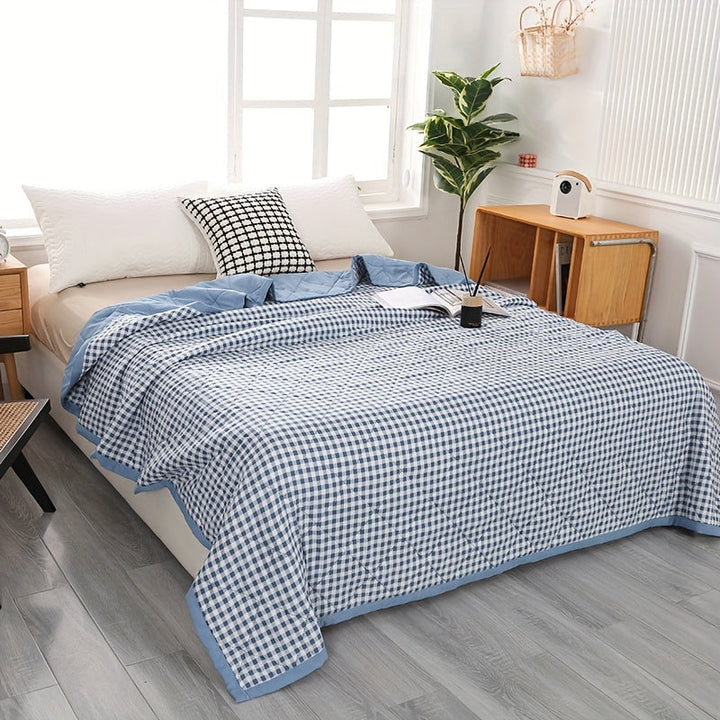 Elegant Preppy Plaid Summer Blanket for Cool Nights | Kalsten
