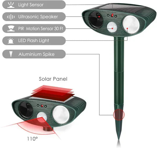Kalsten | Ultrasonic Deer Repeller - Pack Of 4 Solar Powered - Get Rid of Deer in 48 Hours