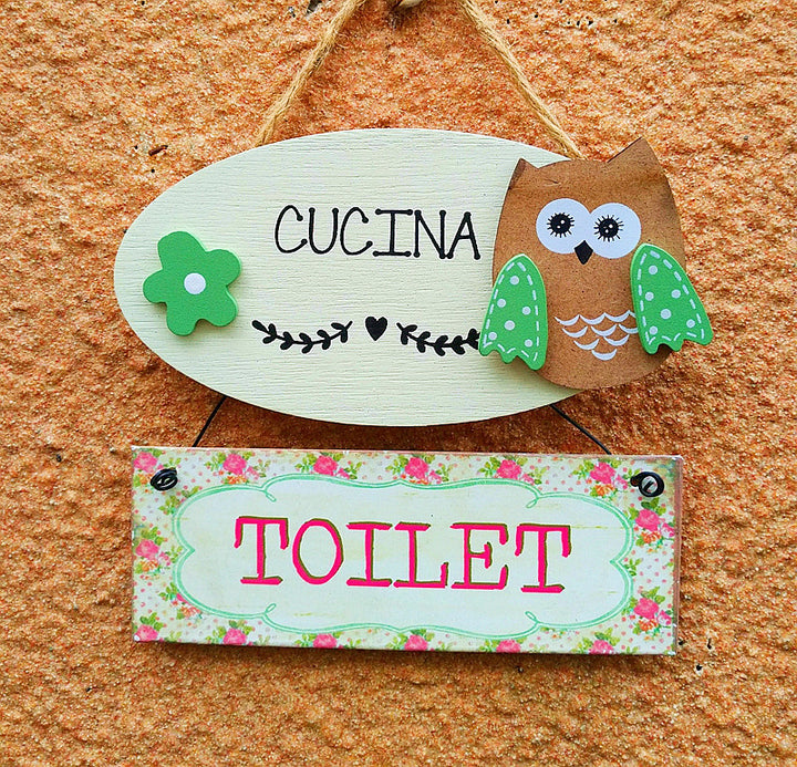 Decorative Owl-Themed Bathroom Sign