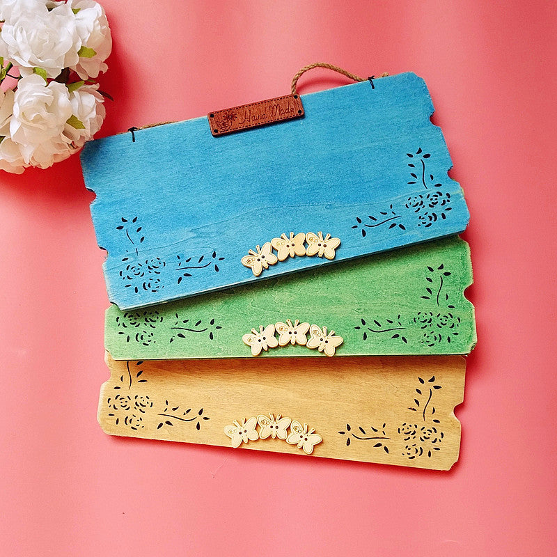 Decorative Wooden Wall Hanger with Floral Elements