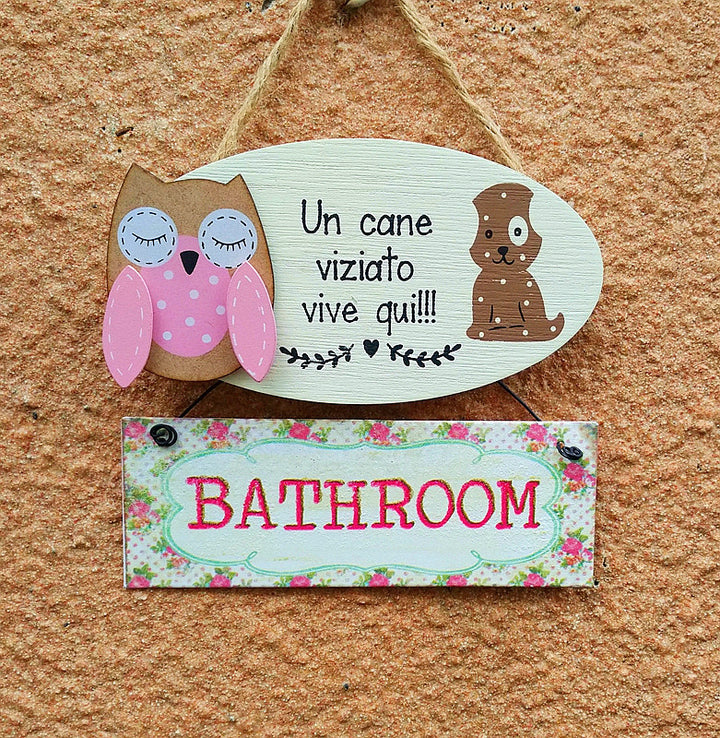 Decorative Owl-Themed Bathroom Sign