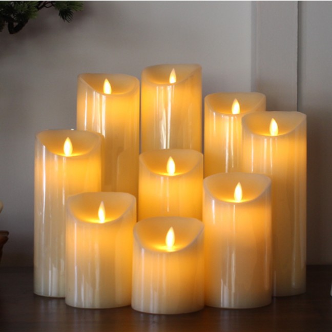 Battery-Operated Real-Wax Flameless Pillar Candle Set with Timer and Remote Control Kalsten
